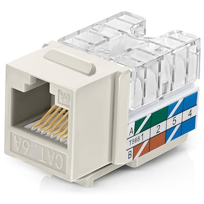 Everest 90° Angled RJ45 Cat6A Keystone Jacks 50-Pack in Light Almond by EverestMediaSolutions