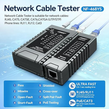 NOYAFA NF-468YS Network Cable Tester, Ethernet Cable Tester - Image 2