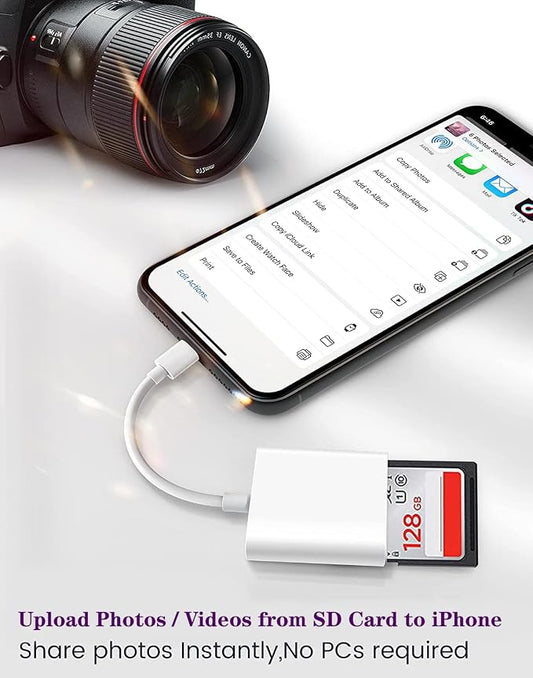 Lightning to SD & TF Card Reader Adapter, Apple MFi Certified 2 in 1 Micro SD - Image 2
