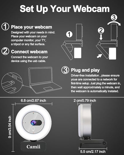 2K Webcam with Light, HD Webcam - Image 9