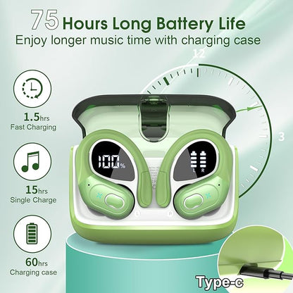 Wireless Earbuds 75hrs Bluetooth 5.4 Headphone Sport, 2025 Bluetooth Earbuds - Image 2