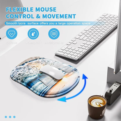 Mouse Pad with Wrist Rest, Ergonomic Mousepads with Wrist Support, Soft Lycra - Image 4