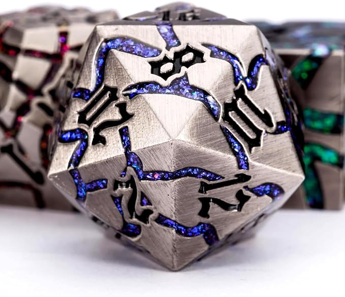 Metal Dice Set D&D, Crack Metallic DND Dice Set - Image 2