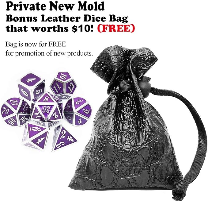Haxtec Metal DND Dice Purple Silver - Image 2