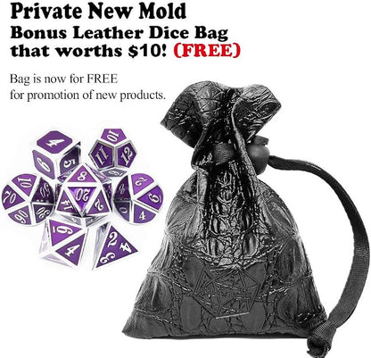 Haxtec Metal DND Dice Purple Silver - Image 2