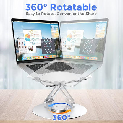 Swivel Laptop Stand for Desk, Adjustable Height Aluminum Computer Stand - Image 2