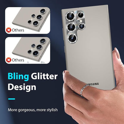 YWXTW Camera Lens Protector for Samsung Galaxy S24 Ultra, Bling Glitter - Image 3