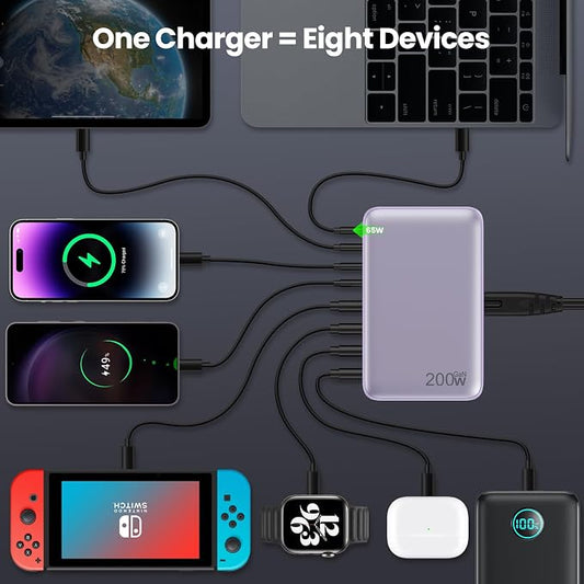 USB C Charger 200W USB C Charger Block GaN III 8-Port Fast Charging Station PD - Image 2