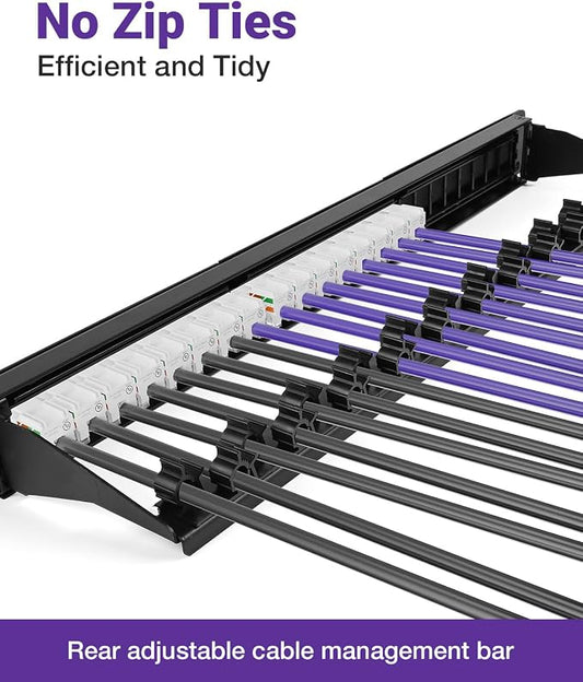 VCE 24 Port Patch Panel, 1U Blank Cat6 Rackmount Panel - Image 2