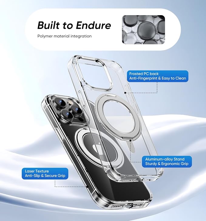 MAGIC JOHN for iPhone 15 Pro Case 360° Rotatable Magnetic Invisible Stand - Image 7