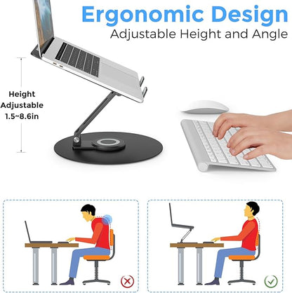 Swivel Laptop Stand for Desk, Adjustable Height Aluminum Computer Stand - Image 6