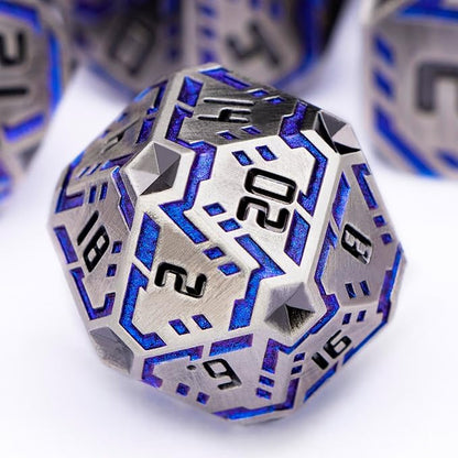 Metal DND Sci-fi Dice Set 7PCS Stripe Polyhedral Dice by OGCOPHEN