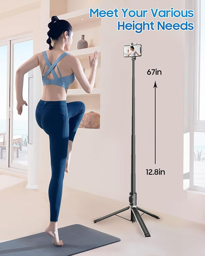 67" Selfie Stick Phone Tripod, All-in-1 Cell Phone Tripod - Image 8