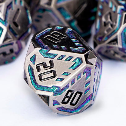 Metal DND Sci-fi Dice Set 7PCS Stripe Polyhedral Dice - Image 4