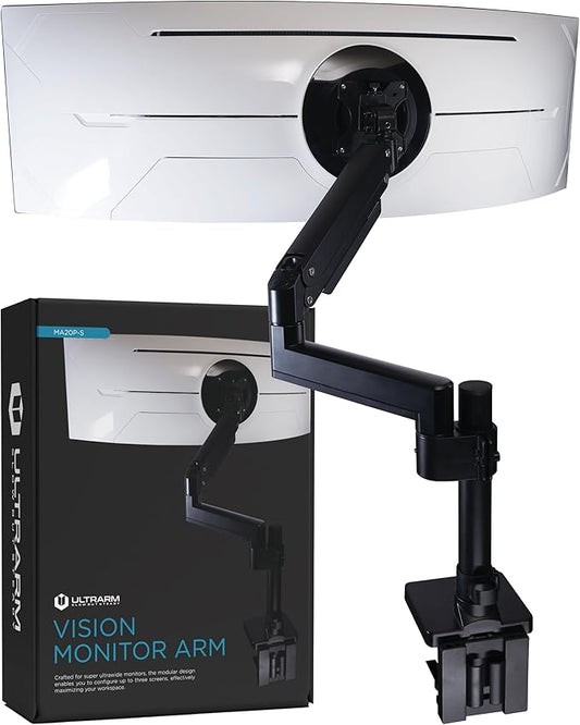 Heavy Duty Monitor Arm for Ultrawide Monitors up to 57" and 44 lbs, Single Desk by ULTRARM
