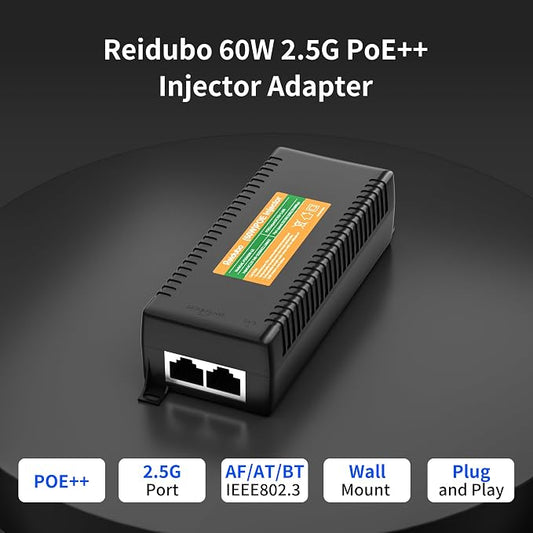 2.5Gb PoE Injector Adapter 60W, IEEE 802.3bt/at/af Compliant, Converts Non-PoE - Image 2