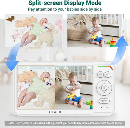 OKAIDI Baby Monitor with 2 Cameras and Audio, Video Baby Monitor with 6'' IPS - Image 3
