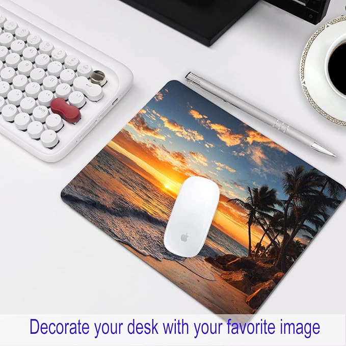 Sunset Beach Mouse pad with Tropical Ocean Landscape and Non-Slip Rubber Base - Image 7