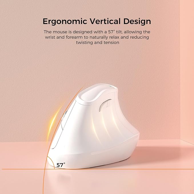 57° Ergonomic Wireless Tower Mouse, Vertical Quiet Ergo Mouse, 5 Buttons - Image 2