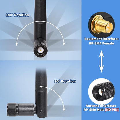 Bingfu Dual Band WiFi 2.4GHz 5GHz 5.8GHz 3dBi MIMO RP-SMA Male Antenna - Image 4
