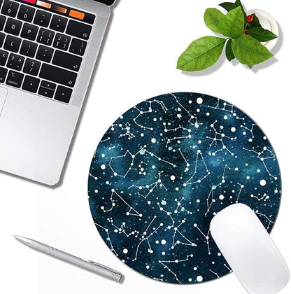 Cool Blue Galaxy Night Sky Pattern Mouse Pad Round Non-Slip Rubber Mousepad - Image 4