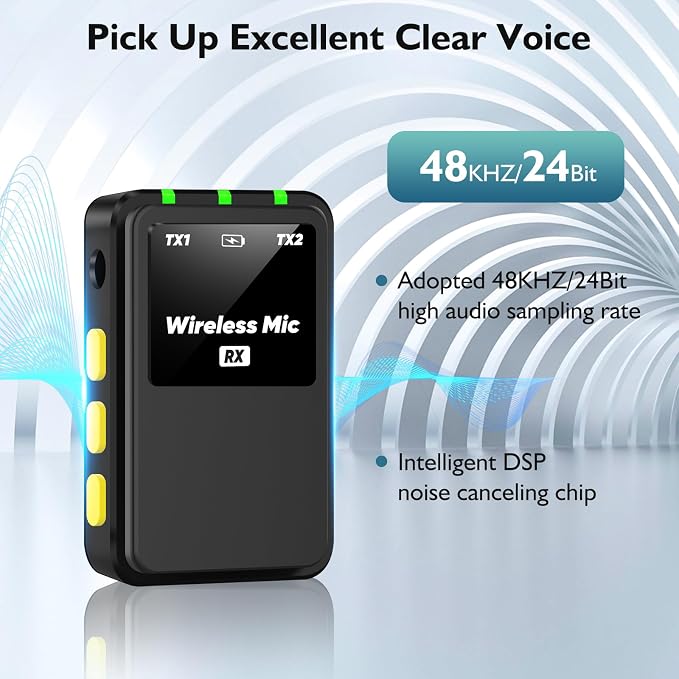 Wireless Lavalier Microphone for DSLR Camera iPhone Android PC 656FT Range - Image 2
