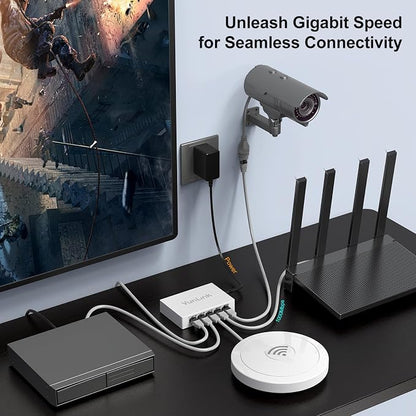 5 Port Gigabit Ethernet Switch – VunLink Unmanaged Network Switch Hub, Desktop - Image 5