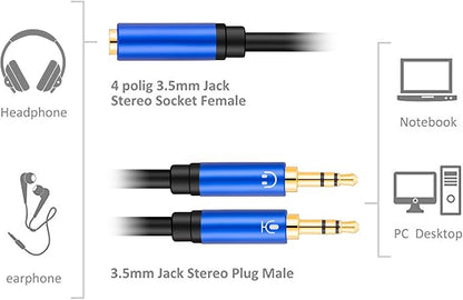 Tan QY Headphone Splitter 1Ft, 3.5mm Female to 2 Dual 3.5mm Male Headphone Mic - Image 7
