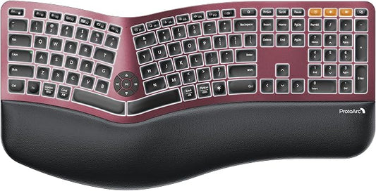 ProtoArc Backlit Bluetooth Ergonomic Keyboard, EK01 Plus Full Size Wireless by ProtoArc