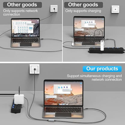 USB C to Ethernet Cable with Charging 15 Feet, USB-C Male 100W PD & Gigabit LAN - Image 5