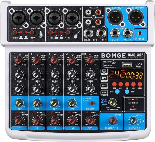BOMGE 6 Channel mini DJ Audio sound mixer console by BOMGEMusicStudio