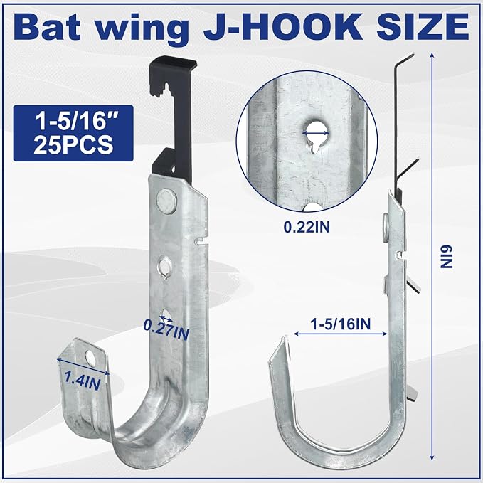 Zonon 25 Pcs J Hooks for Hanging Metal J Hook Hangers Cable Support - Image 2