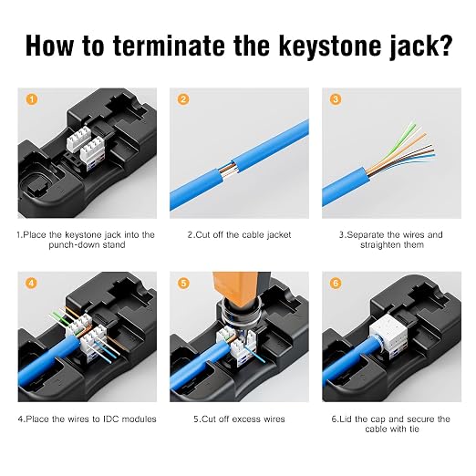 iwillink 10Gbps Cat6 Keystone Jack and Punch-Down Stand, RJ45 Ethernet Keystone - Image 7