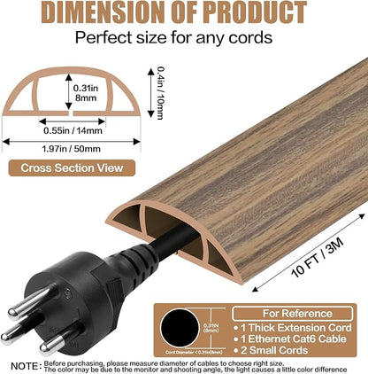 Floor Cord Cover Self Adhesive Cord Hider, 10FT Cable Management, Extension - Image 2
