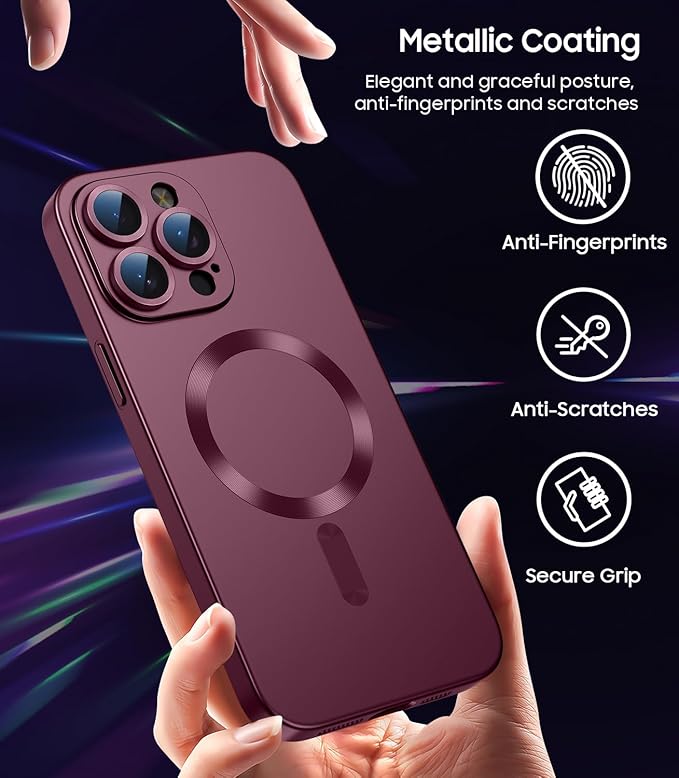 Magnetic for iPhone 15 Pro Case Slim Soft Silicone Bumper Shockproof Metallic - Image 5