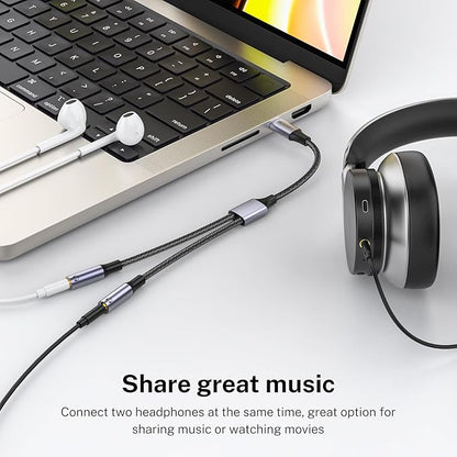 MOSWAG USB C to Dual 3.5mm Female Headphone Splitter, Type C to Dual 3.5mm - Image 3