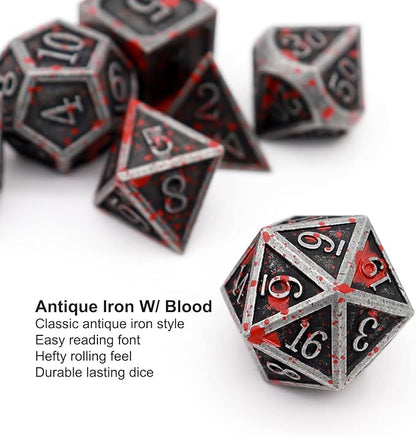 Haxtec Bloodstained Metal DND Dice Set Blood Polyhedral D&D Dice Compatible - Image 4