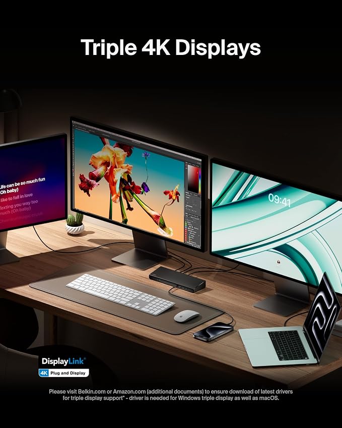 Belkin 15-in-1 Universal Triple Display DisplayLink Docking Station Hub w/ 3 - Image 3
