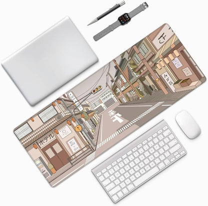 Tokyo Street Anime Kawaii Large Gaming Mousepad XXL Beige Cute Desktop Laptop - Image 9