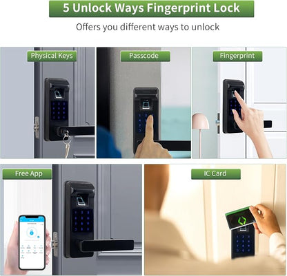 Smart Door Lock, Heavy Duty 5 in 1 Keyless Entry Door Lock, Full App Control - Image 5