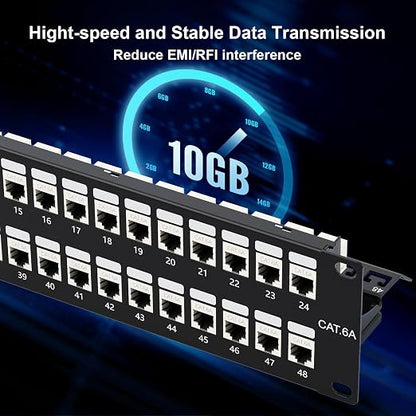 iwillink 10Gbps Patch Panel 48 Port, Shielded RJ45 Through Cat6A Patch Panel - Image 3