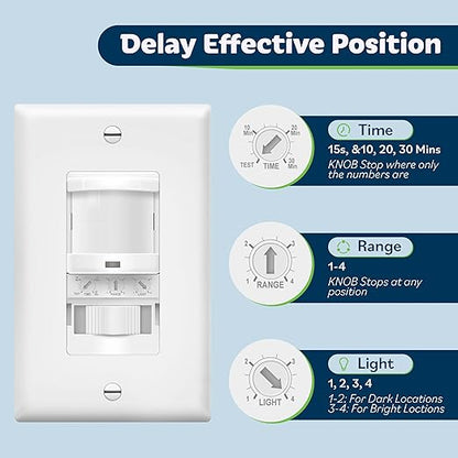TOPGREENER Occupancy/Vacancy PIR Motion Sensor Light Switch, Learning Function - Image 4