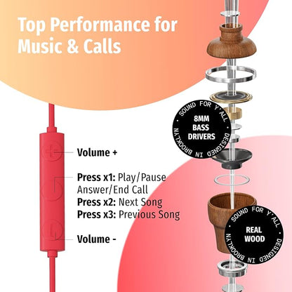 Symphonized Premium Wooden iPhone Earphones Wired Deep Bass Sound, 3D Sound - Image 3