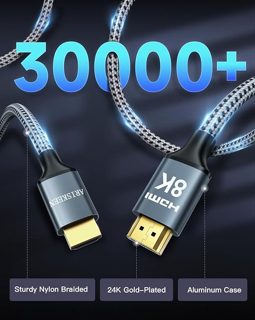 ARISKEEN 8K HDMI Cable 9 FT, 48Gbps High Speed HDMI 2.1 Cable, 8K 60Hz - Image 7