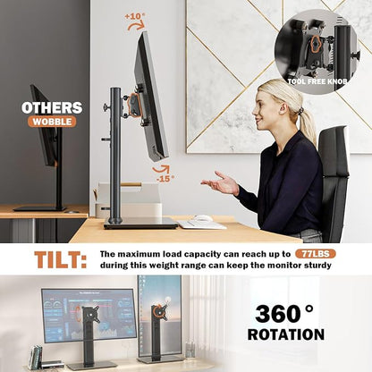 Single LCD Computer Monitor Free-Standing Desk Stand Mount Riser - Image 5
