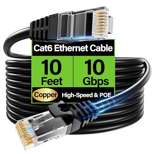 Cat6 Ethernet Cable 10Gbps 10 ft, UTP Ethernet Cable Cat 6, Flexible Bare by Unknown