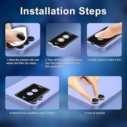 for Samsung Galaxy A06 Camera Lens Protector, Individual Metal Ring Tempered - Image 6