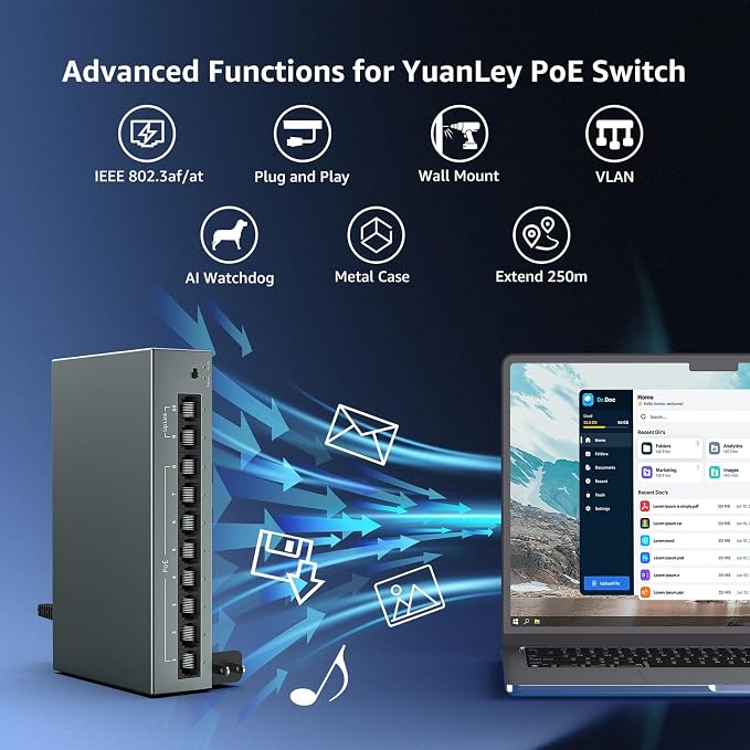 YuanLey 8 Port Gigabit PoE Switch - Image 3