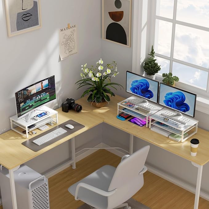 gianotter 2-Tier Metal Monitor Stand Riser, Desk Accessories & Workspace Desk - Image 7
