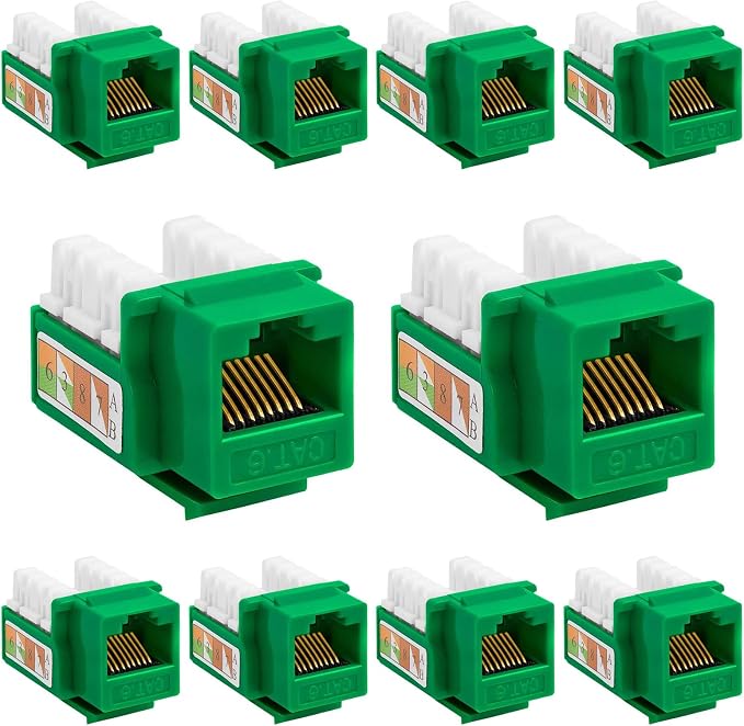 Cmple - 10 Pack Cat6 Keystone Jack Insert Punch Down RJ45 Connectors RJ45 by Cmple